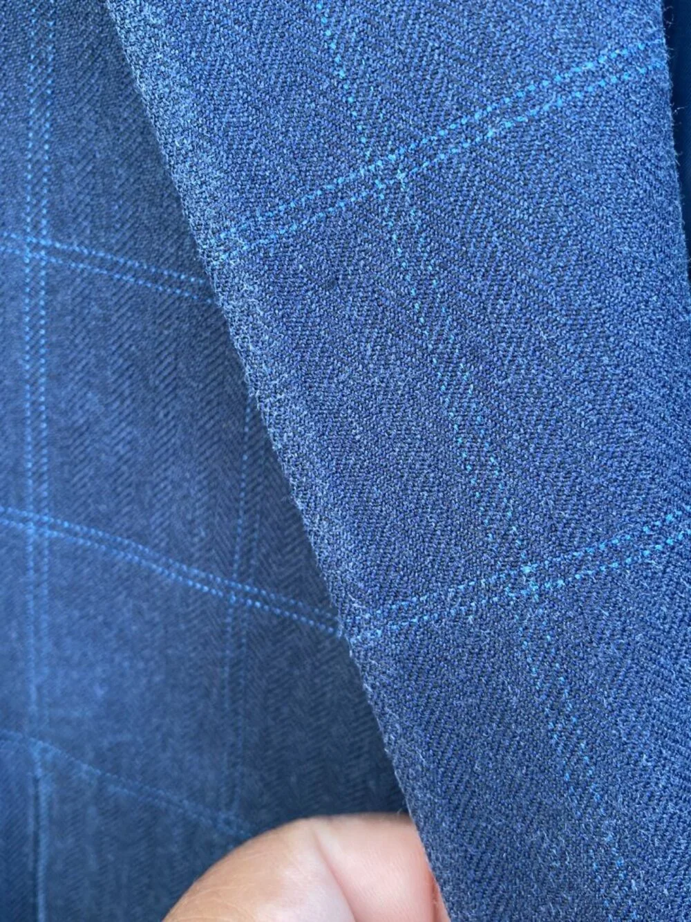 Lauren Ralph Lauren Blue Blazer Sport Coat Windowpane Plaid Silk Wool 48R